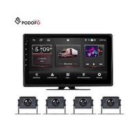 Podofo 10.1  Android Quad Split Monitor 4x Car Reverse Cameras Wireless Carplay/Android Auto/DVR/WiFi/BT/2+32GB for RV Campers 120° 1024*600