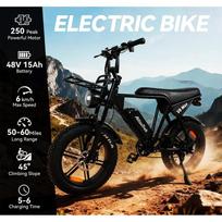 EU Warehouse AtlasTrek V8 Max Electric Fat Bike 48V 15AH Lithium Hydraulic Disc Brake 7-Speed 250W Mountain Bike Brushless Full 250W