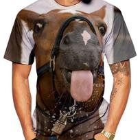 Summer Fun  Animal Donkey Pattern Men's Printed T-shirt Fun Harajuku Round Neck Large Loose Short Sleeve S