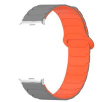 Šarvuotas magnetinis silikoninis laikrodžio dirželis Pakeičiama riešo juosta Xiaomi Mi Band 10 Pro 9 Pro 8 Pro Redmi Watch 6 5 4 Išmaniojo laikrodžio Aksesuarai pilka/oranžinė