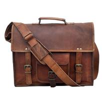 Naujas vyriškos tikros ožkos odos vintage ruda „Messenger“ nešiojamojo kompiuterio krepšio portfelis 15x11x4 ruda