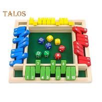 „Shut The Box“ stalo žaidimas su kauliukais 4 krypčių mokomasis matematikos skaičių strategijos žaidimas 4 žaidėjai Vaikai Suaugusieji Šeimos Naktinis vakarėlis Medinis Uždaryti dėžutę žaislas įvairiaspalvis