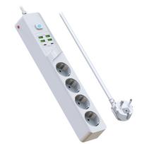 EU Plug Power Strip Overload Protection Multiprise Socket with 4 AC Outlets 4 USB-A 2 USB-C Port Network Filter for Home EU Plug