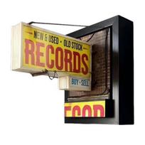 Vinilo plokštelių parduotuvės sieninis šviestuvas Retro sienos dekoravimo šviestuvas Nostalgiškas apšviestas vinilo plokštelių parduotuvės baro ornamentas Dovana vinilo plokštelių kolekcionieriams B