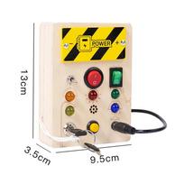 Montessori Busy Board Sensory Toys Wooden with LED Light Switch Control Board Travel Activities Children Games for 2-4 Years Old beige