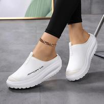 2025 New lazy net shoes for women's casual height-increasing spring and summer breathable single fabric shoes with thick soles and half slippers 36 balta