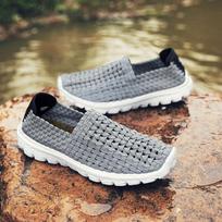 Men's Slip On Hollow Woven Casual Shoes Upstream Shoes 39 pilka spalva