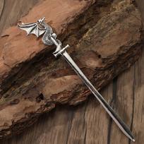 Retro Vikingų Drakono Kardas Plaukų Smeigtukas: Universalūs madingi papuošalai sidabras
