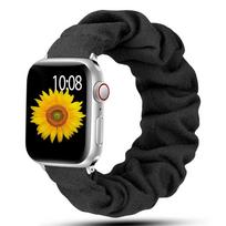 Elastingas nailoninis scrunchie dirželis Apple Watch 44mm 40mm 41mm 45mm 38 42mm 49mm apyrankei iWatch series 3 6 se 7 8 9 ultra 2 38mm 40mm 41mm&S   (119mm-160mm) juoda