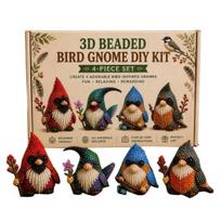 Tiny 3D Beaded Animal DIY Kit, Petite 3D Beaded Gnome Craft Kit, Creative 4-Pack DIY Goblin Beading Set C