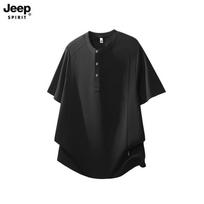 JEEP SPIRIT Men's Summer Round Neck T-Shirt M juoda