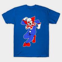 Asian Size Men Black Print T-shirt Bozo The Clown No-Cut Print Cotton Tshirt S karališkos mėlynos spalvos