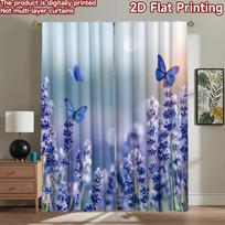 2D flat Photography Backdrop Popular Tapestry Butterflies Among Lavender 100% Polyester Festive Backdrops for Suitable for 60×150cm
