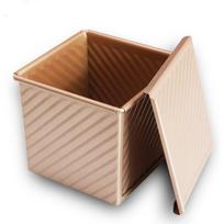 LMETJMA Nonstick Square Loaf Pan With Lid Pullman Toast Box Bread Baking Mold Cube Corrugated Small Bread Pan Loaf Box JT531 auksas