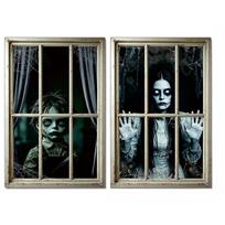 Halloween Ghost Child Fabric Window Stickers 120x80cm 2 Pieces Decorative Wall Decals for Indoor Use with Printed Horror Design One Size juoda