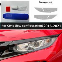 For Honda Civic 10th Gen FC/FK 2016- 2pcs Car Headlight Protective Tint Film Smoke Black Transparent TPU Transparent Sticker Low one T