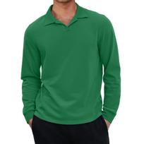 Men Long Sleeve Shirt Classic Fit Pullover Solid Design Lightweight Cotton Top for Casual or XXXXL žalia