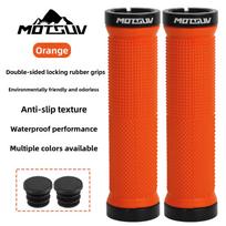 MOTSUV 1 pora MTB BMX patvarios, antivibracinės, neslystančios guminės tiesios vairo rankenėlės, dvigubo fiksavimo, tinka 22,2 mm, visureigių dviračiams oranžinė