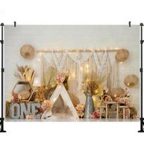 LS Photography Backdrop Bohe Pampas Grass Tent Lighting Decor 1st Birthday Party Cake Smash Baby Shower Photo Backdrop Studio Cotton-150x100cm
