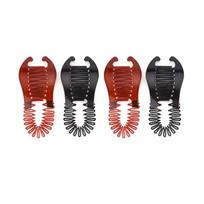 Plastic Hair Styling Clips - Flexible Banana & Horse Tail Clips for Women, Red & Black, Gentle Grip for Normal & Relaxed Hair