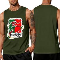 Men's Sleeveless Athletic Tank Top Portugal Soccer Graphic Print Casual Workout Shirt Summer Sportswear L armijos žalia spalva