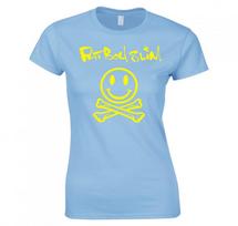 Fatboy Slim Happy Face Skull Crossbones Ladies Skinny Fit TShirt New S