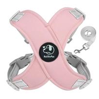 Metal D Ring Reflective Dog Harness Adjustable Straps Pet Vest Harness  Outdoor Use M rožinė
