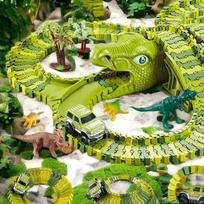 Konstruktorius DINOTRACKS - Moduliuojama automobilių trasa su dinozaurais - 240 detalių