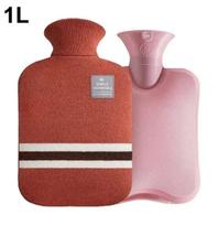 Bottle Belt Hot Water Bottle with Cover Microwave Heating Chunky Knit Soft Plush Hand Waist Warmer with Premium Soft Cover gray