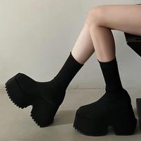 Fashion women Ankle Boots new High Heels Chelsea Boots Women New Platform Sexy Goth Motorcycle Boots Outdoor Comfortable shoes women 36 juoda