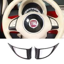 ABS carbon fiber For Fiat 500 2010-2024 Car Center Console Gear Shift Panel Steering Wheel Decorative Frame Sticker Accessories 4-For 2010-2015