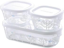 iwaki Glass Storage Microwave and Oven Set of Shinji Kato Blue Bird and Tree Pack Range Gratin Bakeware Heat-Resistant Containers, Safe, 3, Design, & mėlyna