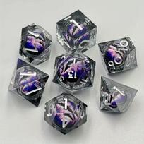 7pcs Dragon King'S Eye Polyhedral Dice Set Resin Numbered Dice for Tabletop Gaming Party Game Accessories Dragon King Series D4 D6 D8 D10 D12 D20 violetinė/juoda