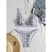 Summer Sexy Bikinis Print Women Swimwear Female Swimsuit For Swim Wear Bathing Suits Bikini Set Beachwear Pool Bather S violetinė