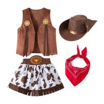 Kaubojės kostiumas mergaitėms Purimui Helovinui Mažyliui Vaikui Kaubojės Cosplay Liemenė Sijonas Šventei Karnavalui Gimtadienio Drabužiai 12-18 Months&Cowgirl