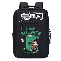Japonijos animaciniai komiksai Demon Slayer USB įkrovimo kuprinė Didelės talpos studentiška laisvalaikio kuprinė 0004 30*14*41cm black