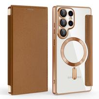 For Magsafe Magnetic Luxury Solid Color Leather Flip Wallet Card Slot Phone Case For Samsung S25 Ultra S23 S22 S24 Ultra Plus For Galaxy S22