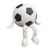 3D spausdinta futbolo kamuolio draugo figūrėlė su lanksčiomis kojomis, dekoratyvinis sporto kolekcinis daiktas, stalo dekoracija, balta ir juoda futbolo kamuolio unikali dovana A