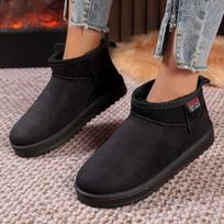 Moterų vientisos spalvos storos pliušinės sniego batai Patogūs šilti žemi ankle boots Moteriai Žieminiai laisvalaikio medvilniniai batai Dydis 36-44 36 juoda