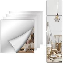 Self Adhesive Mirror Tiles 30x30cm,Stick on Wall Non-Glass Acrylic High Clear Mirrors Stickers,Flexible Full Length Plastic Mirror Sheets for Bathroom sidabras