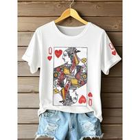 Playing Card Pattern T-shirt For Men 3D Printed White Poker Short Sleeves Casual Summer Tee Shirt Popular Tops Poker T Shirts S
