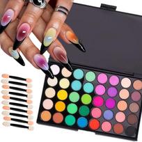 40 spalvų vientos nagų pudros paletė Ryški didelės sodrumo gradiento trinamoji pudra Dažymo vienta nagų dailės pigmentas -Ma Ka Long 40 toner+eyeshadow stick