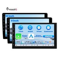 Podofo 7''/9''/10'' Qualcomm Android Car Radio Stereo 4+64G 8 Core IPS Screen CarPlay/Android Auto GPS WiFi FM DSP Cooling Fan 7 Inches 64GB ROM 4GB RAM