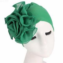 Fashionable Womens Hair Loss Head Scarf With Big Flower For A Timeless Look Green