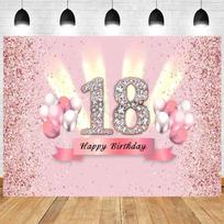 18th Birthday Party Backdrop Black Gold Glitter Balloon for Women Men Boys Girls 18th Birthday Bar Mitzvah Photography Poster Vinyl 75X50cm