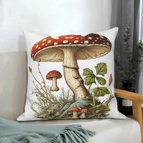 Fantazijos grybų augalų gėlių rašto pagalvės užvalkalas namų svetainės sofos dekoracija kvadratinis 66x66cm dangaus mėlyna spalva
