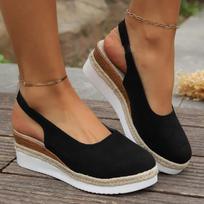 Sandalias De Muje Summer Women Plain Wedge Sandals Bohemian Handmade Ladies Casual Comfortable Espadrilles Platform Pumps Shoes 36 chaki