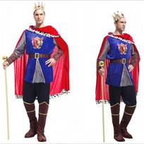 Christmas Carnival Halloween Costumes for Men Adult Masquerade Party Fancy Dress Cosplay King Costume Man Prince European Mediev One size fits all blue