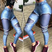Sexy Butt-Lifting Denim Print Sports Yoga Leggings for Women S