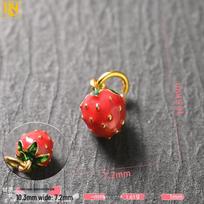Copper-Plated 24k Gold Strawberry Pendant Charm for DIY Jewelry gray